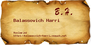 Balassovich Harri névjegykártya